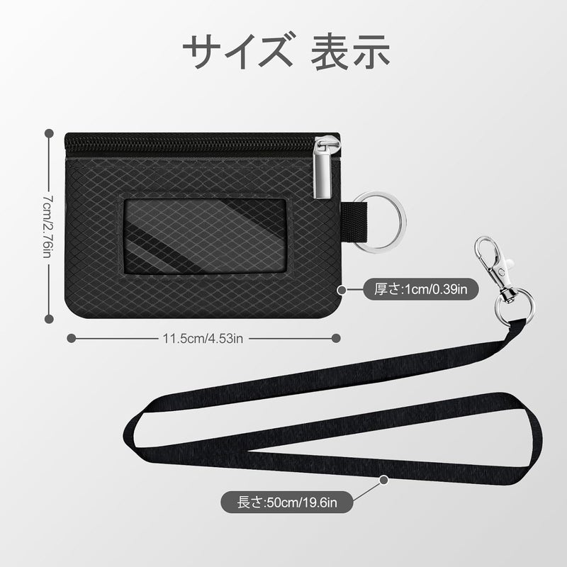 CCUMI Minimalist RFID Blocking Small Wallet with ID Window,WaterResistant Zip Id Case Wallet with Lanyard Keychain for Cards,Cash,Travel,Women,Men (Black) - Image 5